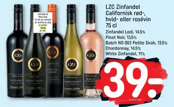 Rema 1000 LZC Zinfandel Californisk rød-, hvid- eller rosévin 75 cl tilbud