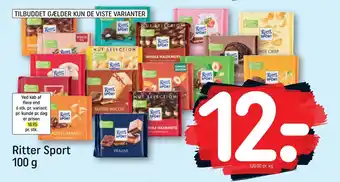 Rema 1000 Ritter Sport 100 g tilbud