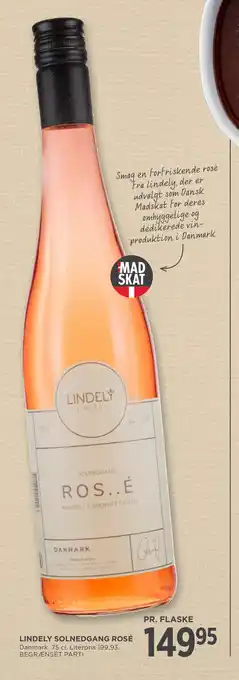 MENY LINDELY SOLNEDGANG ROSÉ tilbud