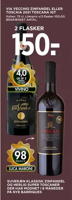 MENY VIA VECCHIO ZINFANDEL ELLER TOSCAIA 2021 TOSCANA IGT tilbud