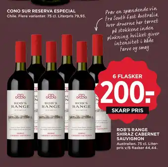 MENY ROB’S RANGE SHIRAZ CABERNET SAUVIGNON tilbud