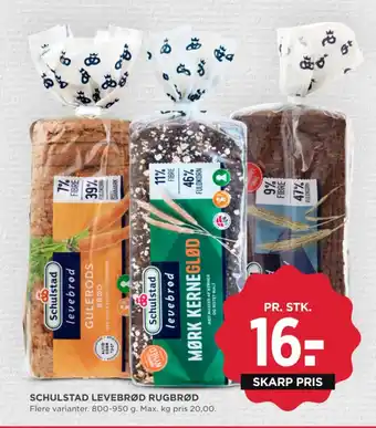 MENY SCHULSTAD LEVEBRØD RUGBRØD tilbud