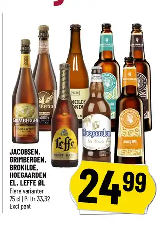 Løvbjerg JACOBSEN, GRIMBERGEN, BROKILDE, HOEGAARDEN EL. LEFFE ØL tilbud