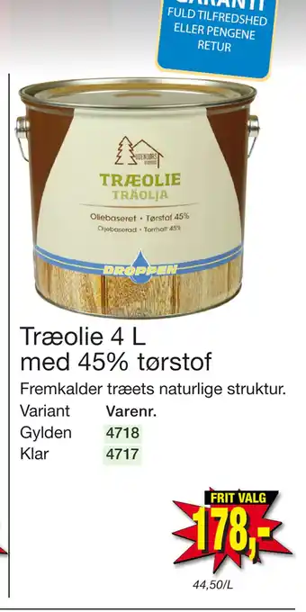 Harald Nyborg Træolie 4 L med 45% tørstof tilbud