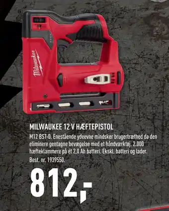 Johannes Fog MILWAUKEE 12 V HÆFTEPISTOL tilbud