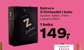 Coop.dk Epicuro Z-Zinfandel i boks tilbud