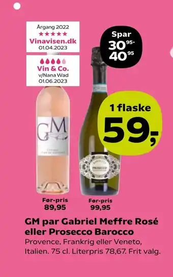 Coop.dk GM par Gabriel Meffre Rosé eller Prosecco Barocco tilbud