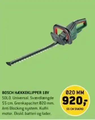 XL-BYG BOSCH HÆKKEKLIPPER 18V tilbud