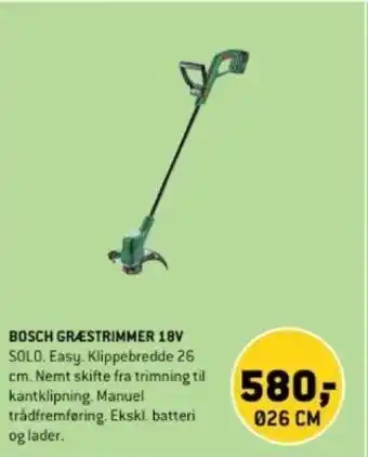 XL-BYG BOSCH GRÆSTRIMMER 18V tilbud