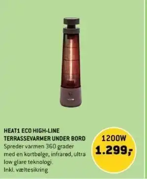 XL-BYG HEAT1 ECO HIGH-LINE TERRASSEVARMER UNDER BORD tilbud