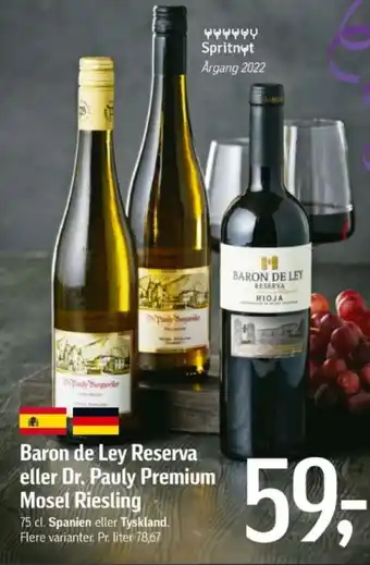 Føtex Baron de Ley Reserva eller Dr. Pauly Premium Mosel Riesling tilbud