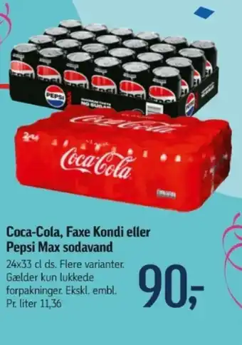 Føtex Coca-Cola, Faxe Kondi eller Pepsi Max sodavand tilbud