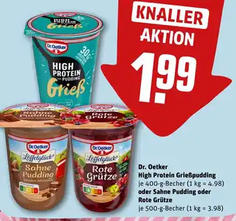 REWE DE Dr. Oetker High Protein Grießpudding oder Sahne Pudding oder Rote Grütze tilbud