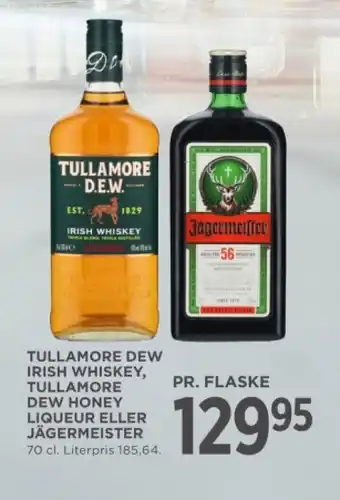 MENY TULLAMORE DEW IRISH WHISKEY, TULLAMORE DEW HONEY LIQUEUR ELLER JÄGERMEISTER tilbud