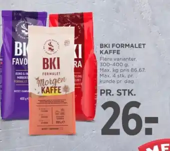 MENY BKI FORMALET KAFFE tilbud