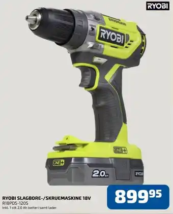 Davidsen Ryobi Slagbore-/ Skruemaskine 18V tilbud