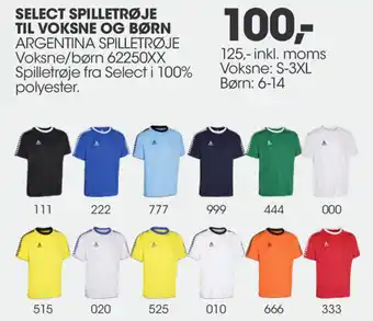 Sportigan Select Spilletrøje Til Voksne Og Børn 125-Inkl. Moms tilbud