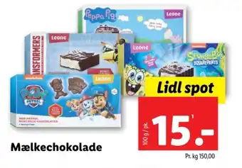 Lidl Mælkechokolade tilbud