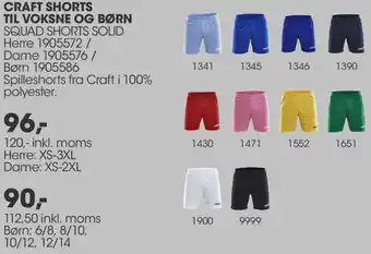 Craft Shorts Til Voksne Og Børn 112,50 Inkl.Moms