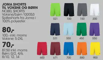 Sportigan Joma Shorts Til Voksne Og Børn 87,50 Inkl. Moms tilbud