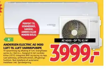 XL-BYG ANDERSEN ELECTRIC AE 9000 LUFT TIL LUFT VARMEPUMPE tilbud