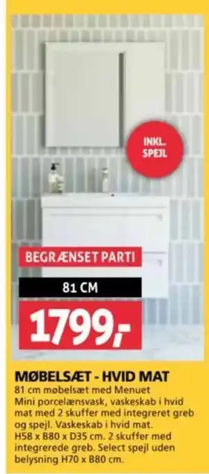 XL-BYG MØBELSÆT - HVID MAT tilbud