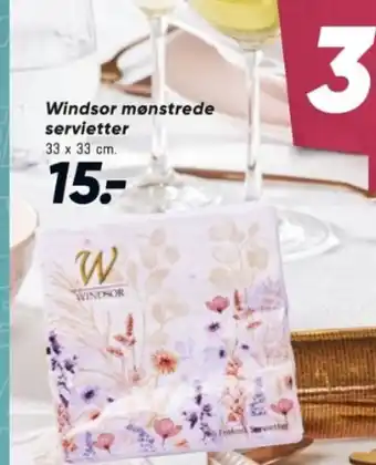 Bilka Windsor mønstrede servietter tilbud