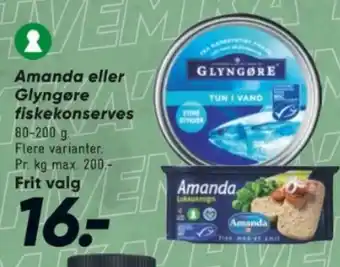 Bilka Amanda eller Glyngøre fiskekonserves tilbud