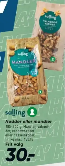 Bilka Nødder eller mandler tilbud