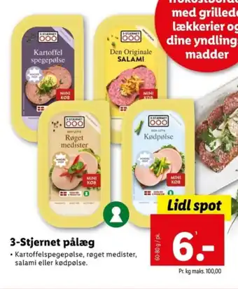 Lidl 3-Stjernet pålæg tilbud