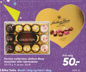 Bilka Ferrero collection, Anthon Berg favoritter eller hjerteæske tilbud