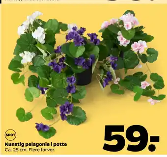 Netto Kunstig pelagonie i potte tilbud