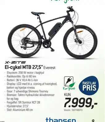 Thansen El-cykel MTB 27,5 tilbud