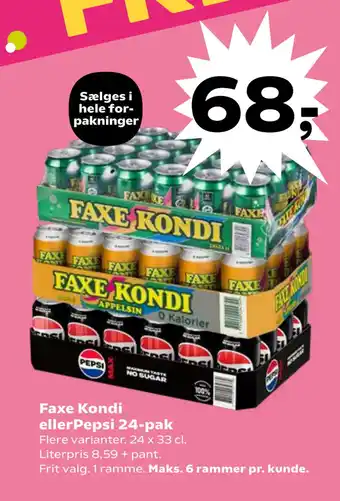 SuperBrugsen Faxe Kondi ellerPepsi 24-pak tilbud