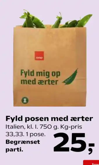 Kvickly Fyld posen med ærter tilbud