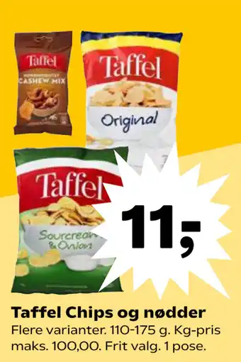 Kvickly Taffel Chips og nødder tilbud