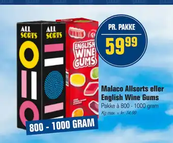 Otto Duborg Malaco Allsorts eller English Wine Gums tilbud