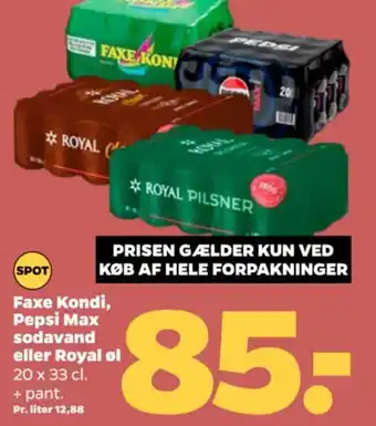 Netto Faxe Kondi, Pepsi Max sodavand eller Royal øl tilbud