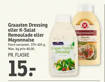 SPAR Graasten Dressing eller K-Salat Remoulade eller Mayonnaise tilbud