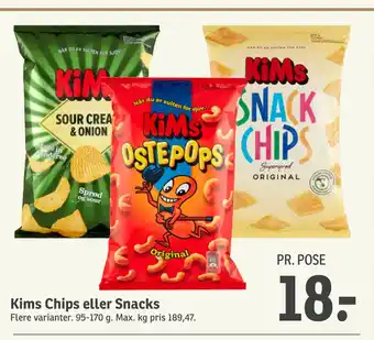 SPAR Kims Chips eller Snacks tilbud