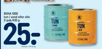 REMA 1000 REMA 1000 tun i vand eller olie 3-pak/435 g tilbud