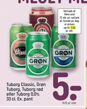 REMA 1000 Tuborg Classic, Grøn Tuborg, Tuborg rød eller Tuborg 0.0% tilbud