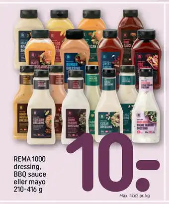 Rema 1000 REMA 1000 dressing, BBQ sauce eller mayo 210-416 g tilbud