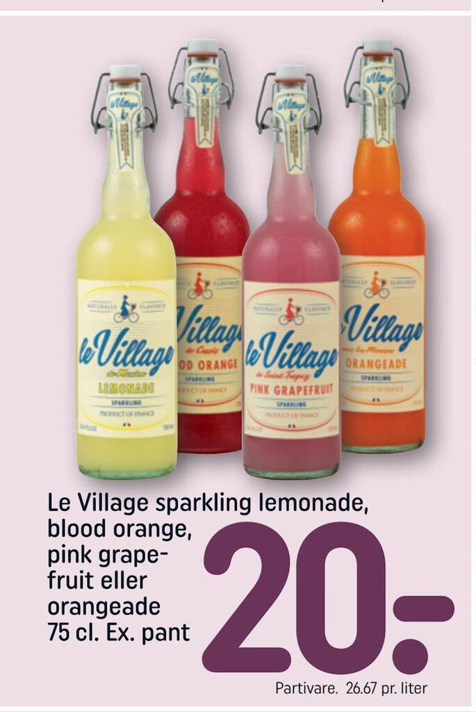 Le Village sparkling lemonade, blood orange, pink grapefruit eller ...