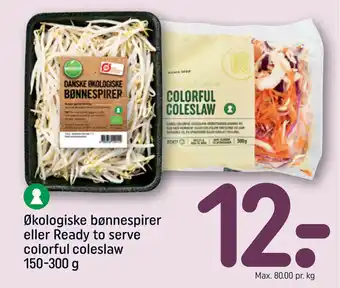 Rema 1000 Økologiske bønnespirer eller Ready to serve colorful coleslaw 150-300 g tilbud