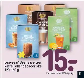 REMA 1000 Leaves n' Beans ice tea, kaffe- eller cacaodrikke 120-160 g tilbud