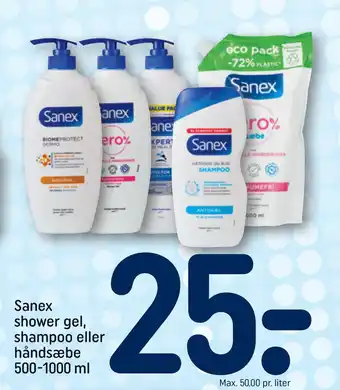 REMA 1000 Sanex shower gel, shampoo eller håndsæbe 500-1000 ml tilbud
