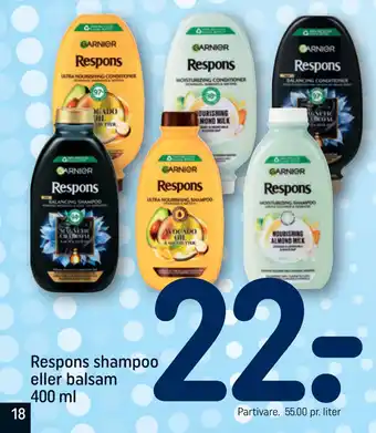 REMA 1000 Respons shampoo eller balsam 400 ml tilbud