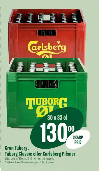 Min Købmand Grøn Tuborg, Tuborg Classic eller Carlsberg Pilsner tilbud