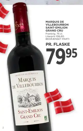 MENY MARQUIS DE VILLEBOURBON SAINT-EMILION GRAND CRU tilbud